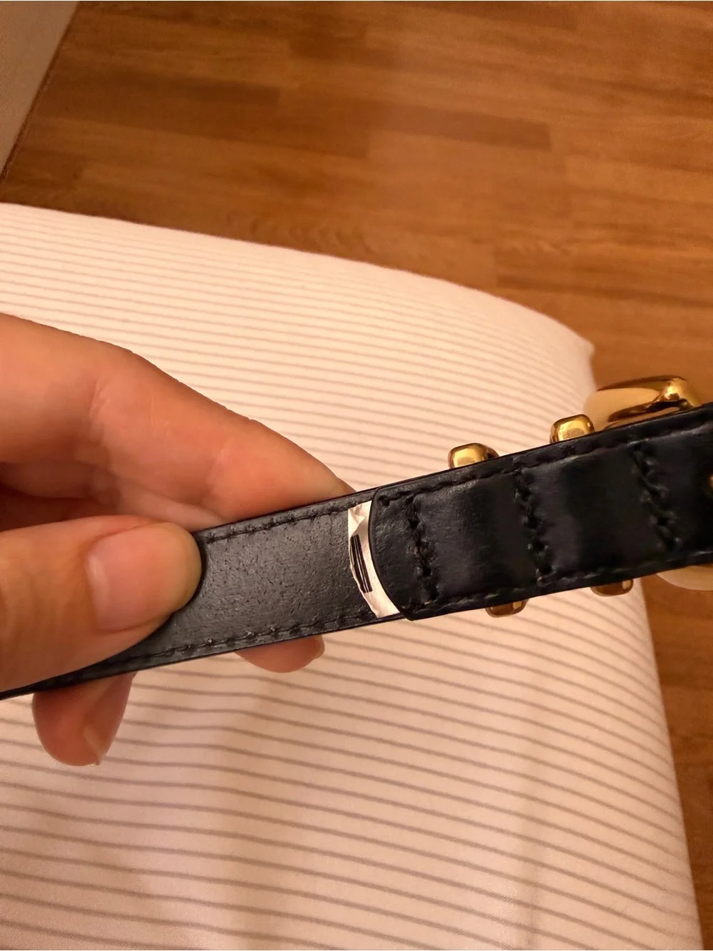 Aritzia Legendary Solid Brass Leather Slim Belt